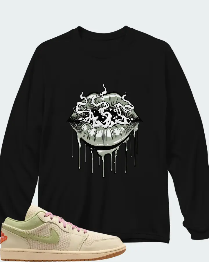 Air Jordan 1 Low SE Sail Olive Aura Pearl White Matching Long Sleeve T-Shirt