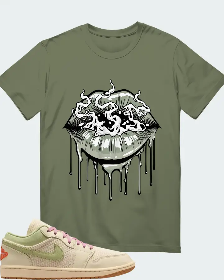 Air Jordan 1 Low SE Sail Olive Aura Pearl White Matching T-Shirt