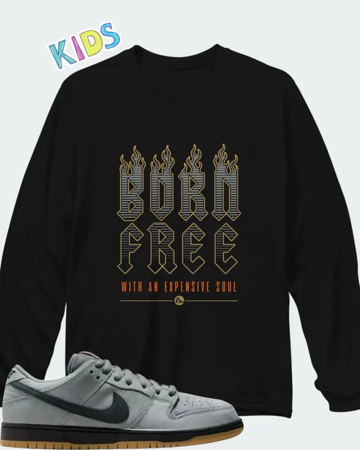 Nike Dunk Low Pro SB Cool Grey Matching Kid's Long Sleeve T-Shirt