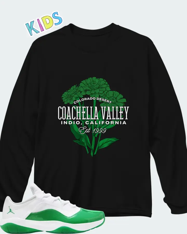Air Jordan 11 CMFT Low White Lucky Green Matching Kid's Long Sleeve T-Shirt
