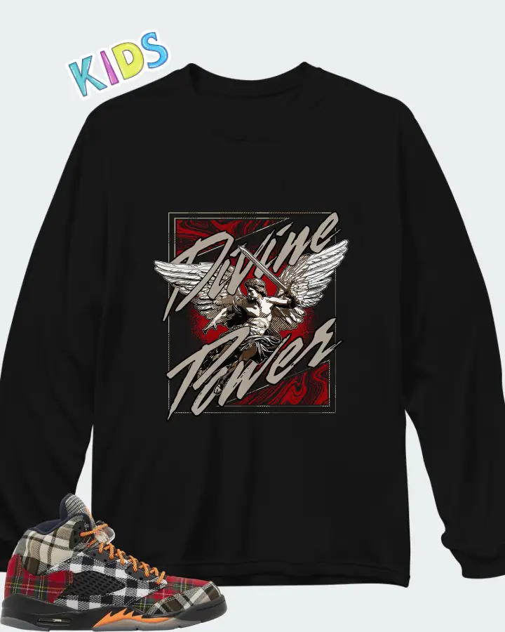 Air Jordan 5 Retro Plaid Matching Kid's Long Sleeve T-Shirt