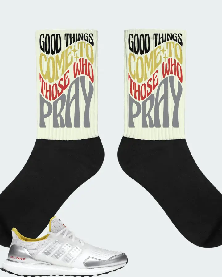 adidas Ultra Boost DNA Sneaker Matching Citron Socks - Good Things Come To Those Who Pray