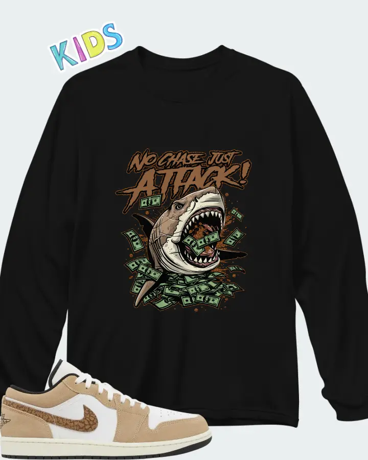 Air Jordan 1 Low SE Brown Elephant Light British Tan Matching Kid's Long Sleeve T-Shirt