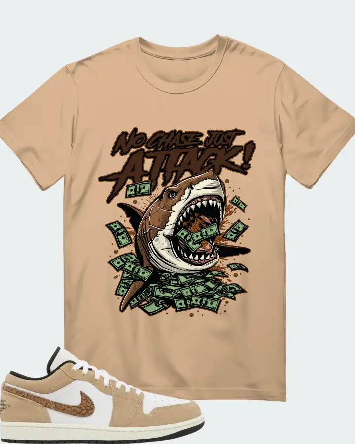 Air Jordan 1 Low SE Brown Elephant Light British Tan Matching T-Shirt