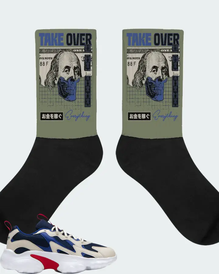 Reebok DMX 1000 Series Sneaker Matching Olive Socks - Take Over
