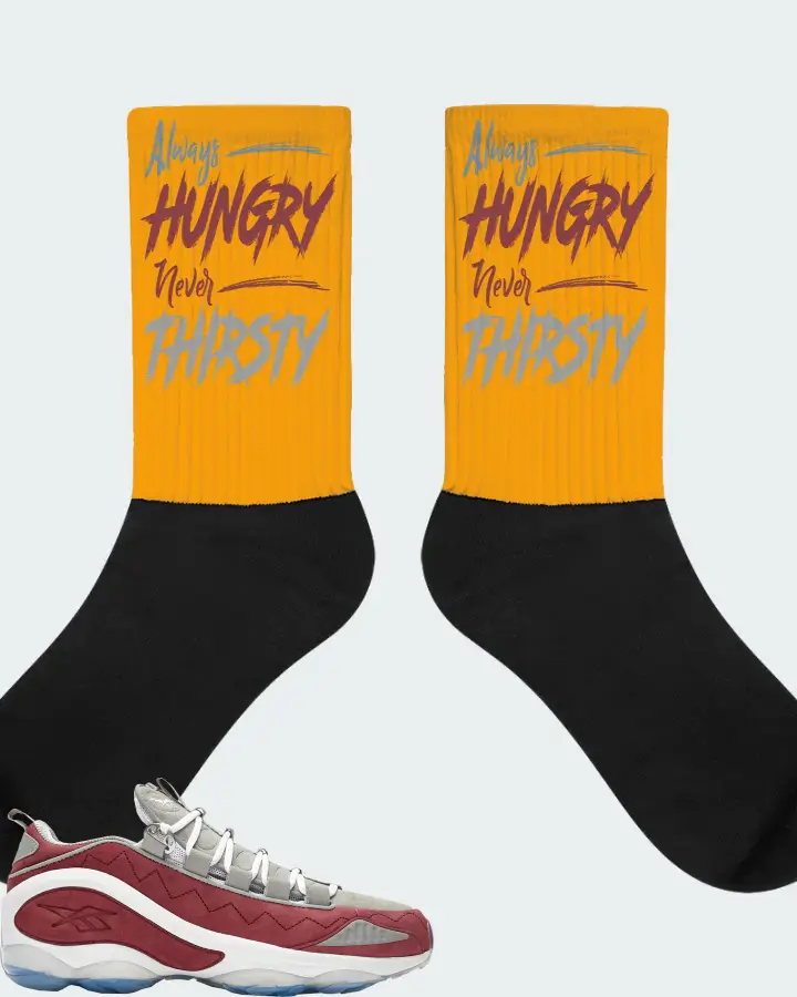 Reebok DMX Run 10 Sneaker Matching Gold Socks - Always HUNGRY Never THIRSTY