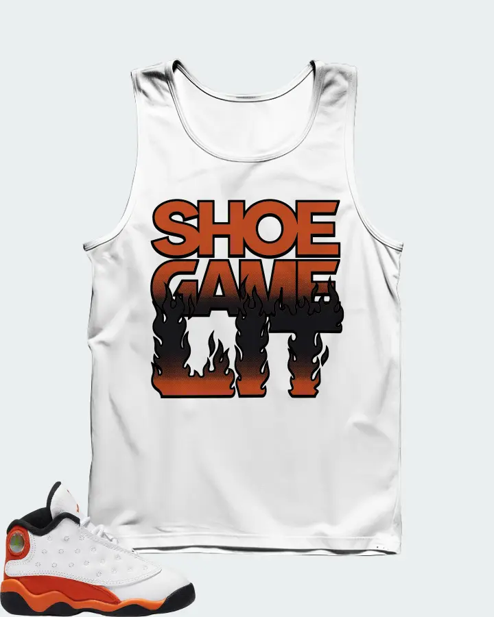 Jordan 13 Retro Sneaker Matching White Tank Top - Shoe Game Lit Refreshed