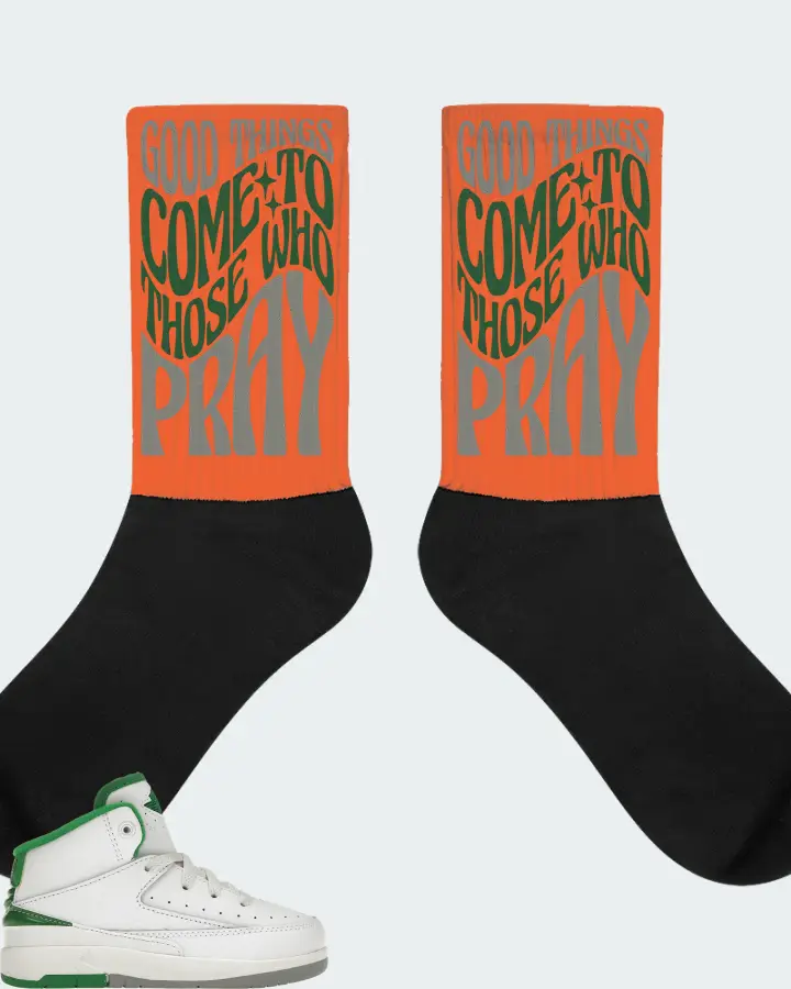Jordan 2 Retro Sneaker Matching Orange Socks - Good Things Come To Those Who Pray