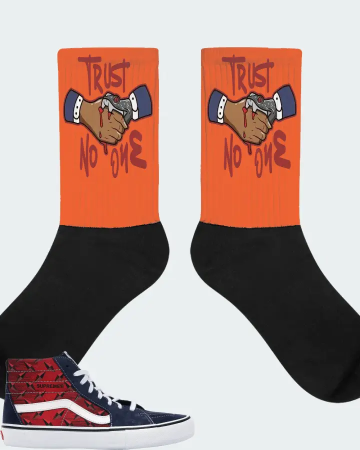 Vans Sk8-Hi Sneaker Matching Orange Socks - Trust No One