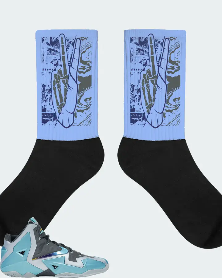 Nike LeBron 11 Sneaker Matching Carolina Blue Socks - Peace of mind