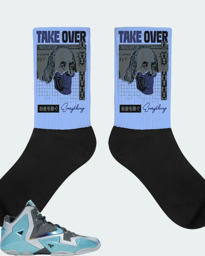 Nike LeBron 11 Sneaker Matching Carolina Blue Socks - Take Over