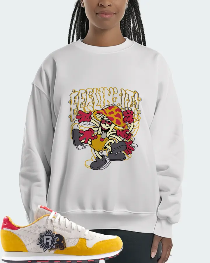 Reebok Classic Leather Sneaker Matching White Sweatshirt (Feeling It) - View 3