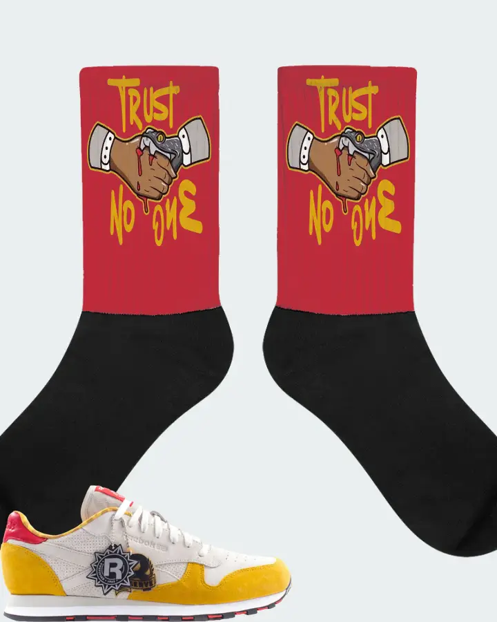 Reebok Classic Leather Sneaker Matching Red Socks - Trust No One