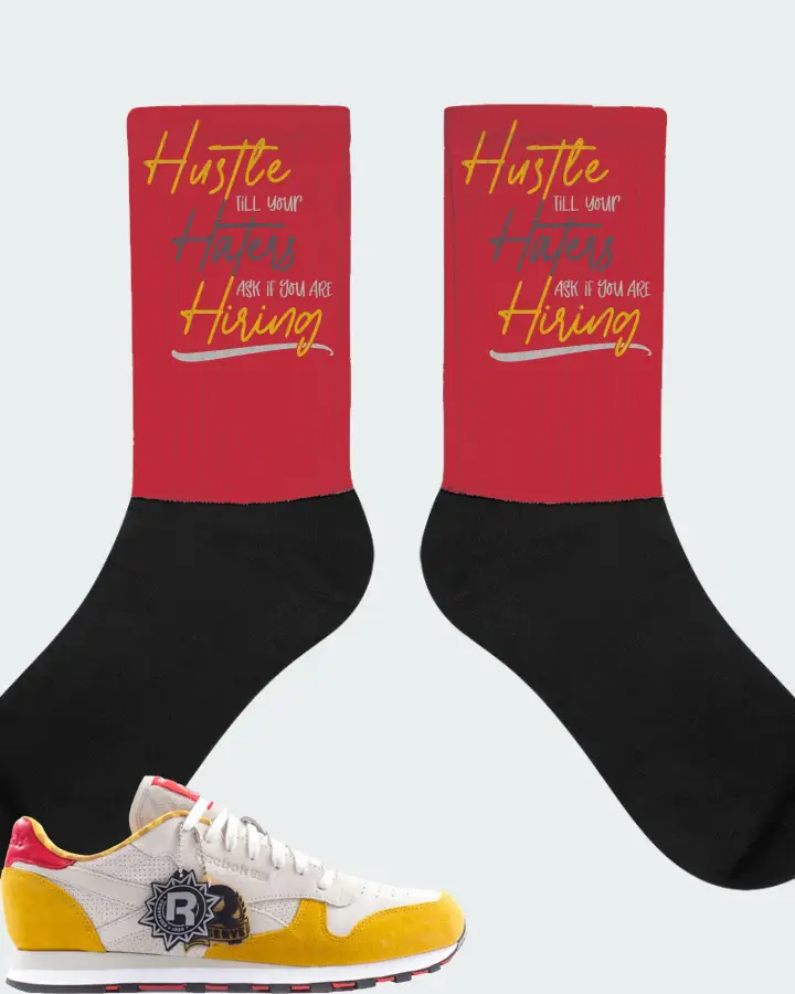 Reebok Classic Leather Sneaker Matching Red Socks - HUSTLE TILL YOUR HATERS ASK