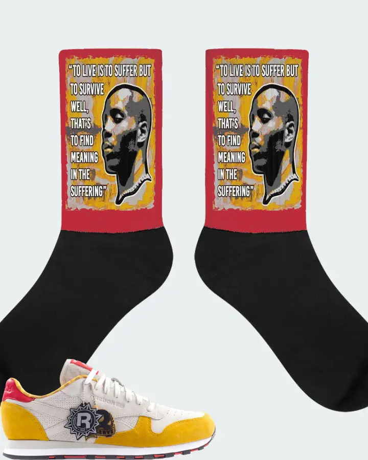 Reebok Classic Leather Sneaker Matching Red Socks - DMX Suffer Quote