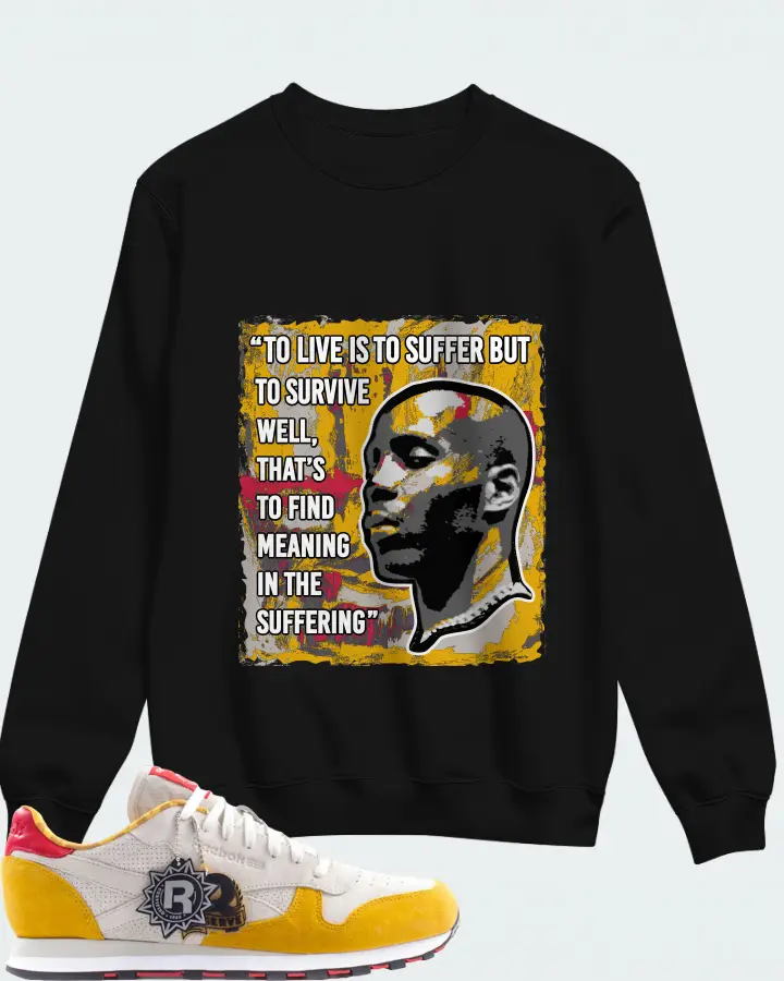 Reebok Classic Leather Sneaker Matching Black Sweatshirt - DMX Suffer Quote