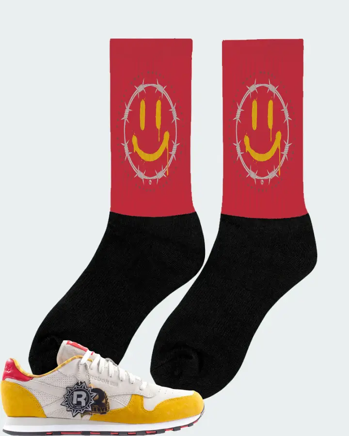 Reebok Classic Leather Sneaker Matching Red Socks (PROTECT) - View 3