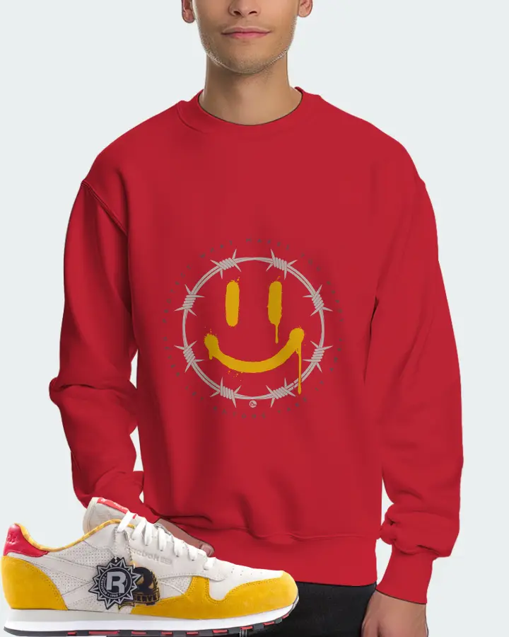 Reebok Classic Leather Sneaker Matching Red Sweatshirt (PROTECT) - View 4