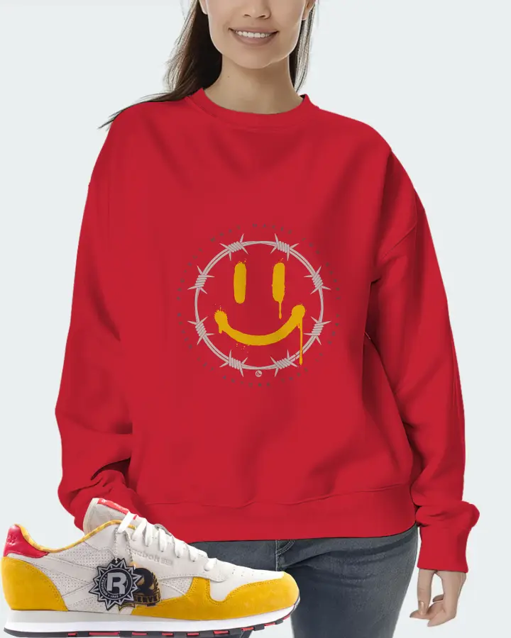 Reebok Classic Leather Sneaker Matching Red Sweatshirt (PROTECT) - View 5
