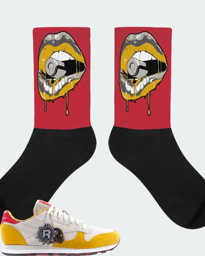 Reebok Classic Leather Sneaker Matching Red Socks - Kiss of Death