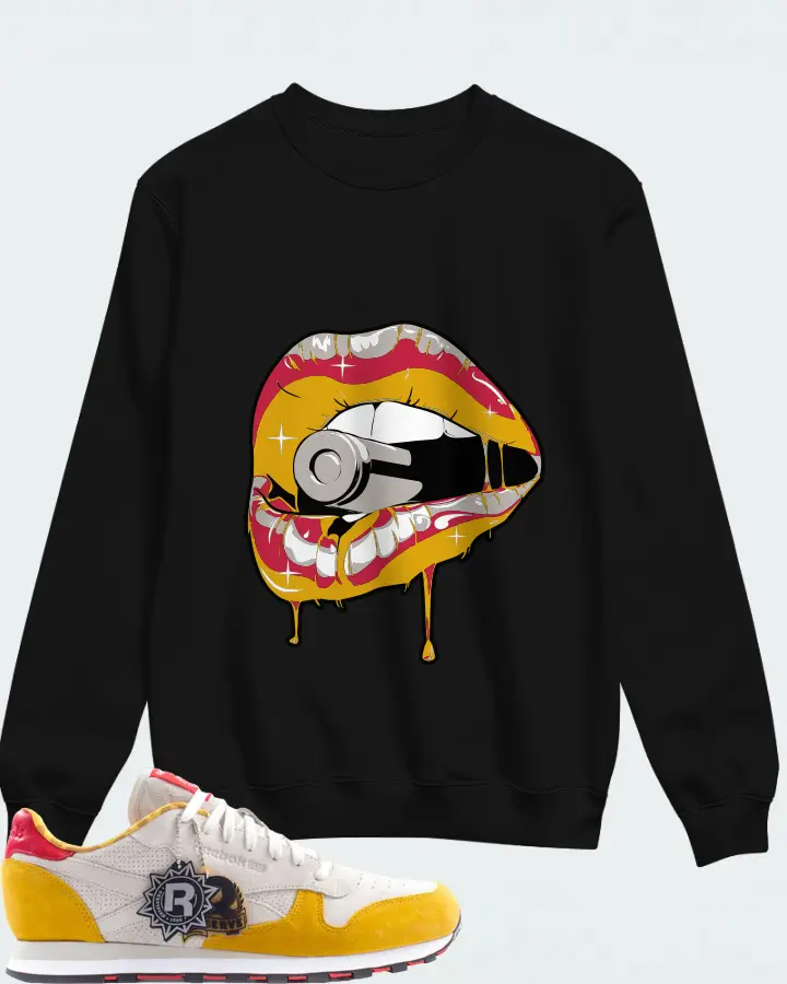 Reebok Classic Leather Sneaker Matching Black Sweatshirt - Kiss of Death
