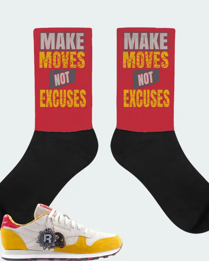 Reebok Classic Leather Sneaker Matching Red Socks - Make Moves Not Excuses