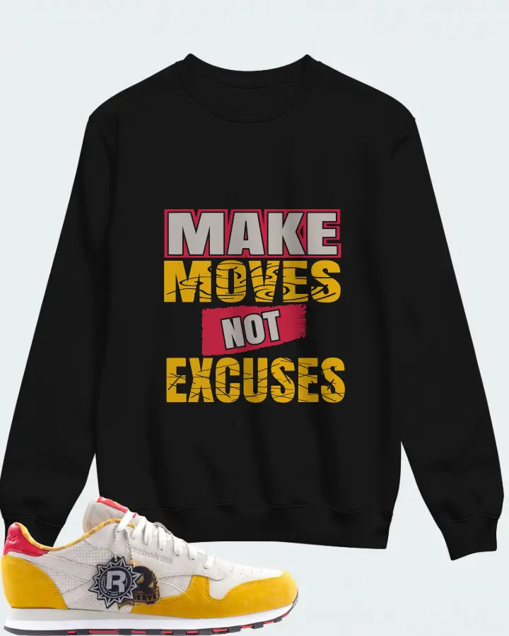 Reebok Classic Leather Sneaker Matching Black Sweatshirt - Make Moves Not Excuses