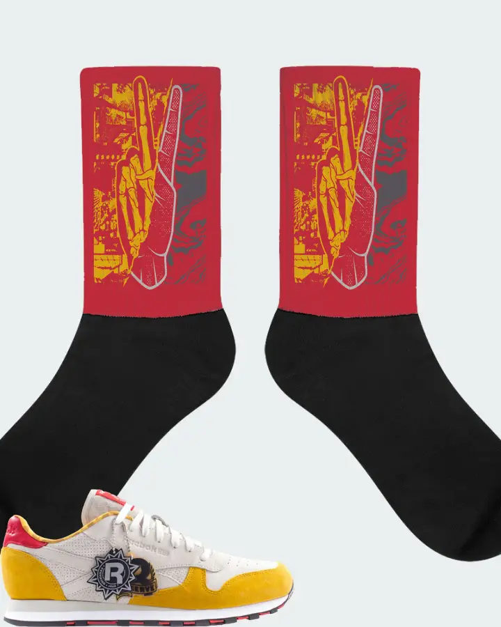 Reebok Classic Leather Sneaker Matching Red Socks - Peace of mind