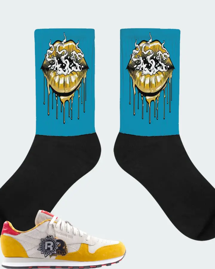 Reebok Classic Leather Sneaker Matching Aqua Socks (Puff Puff) - View 1