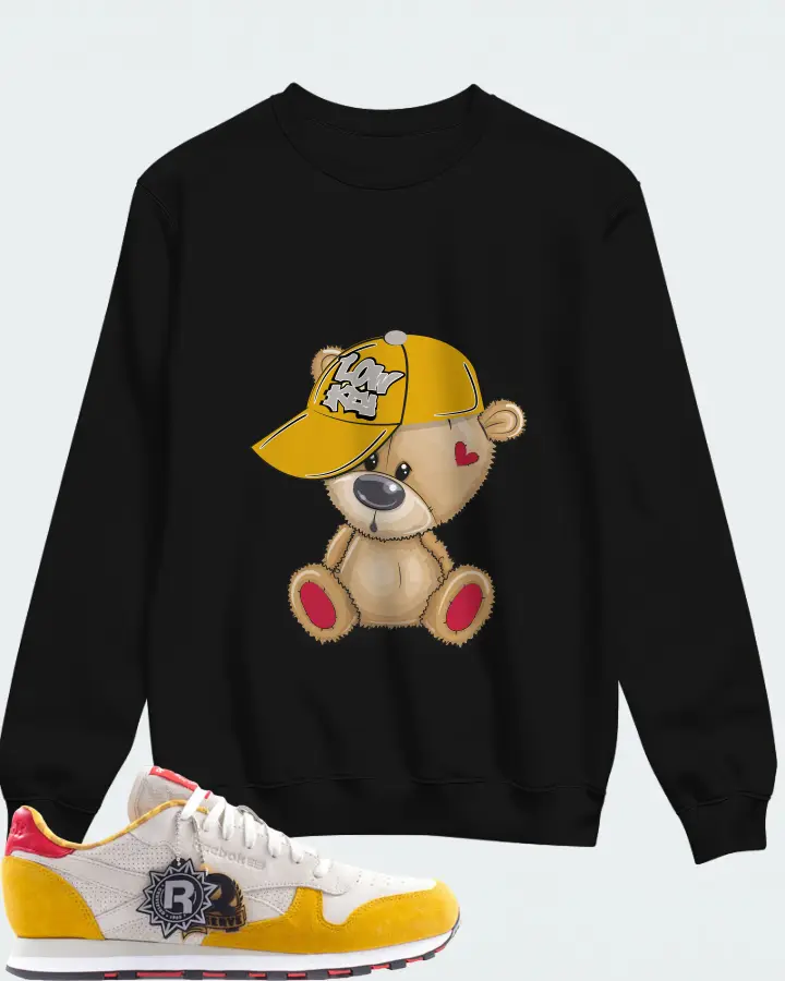 Reebok Classic Leather Sneaker Matching Black Sweatshirt - LOW KEY BEAR