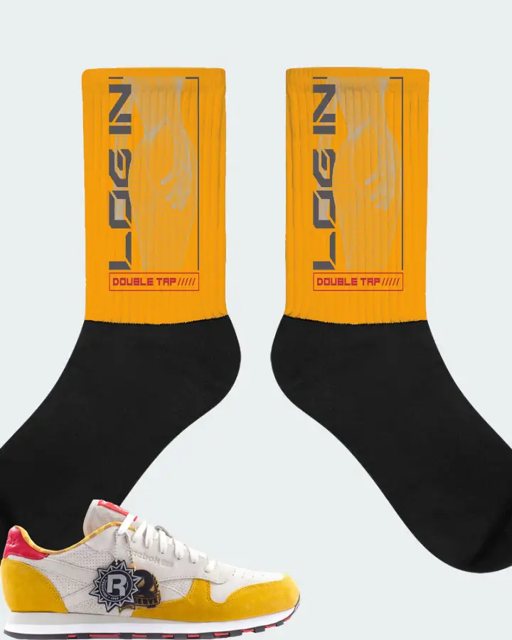 Reebok Classic Leather Sneaker Matching Gold Socks (LOGIN) - View 1