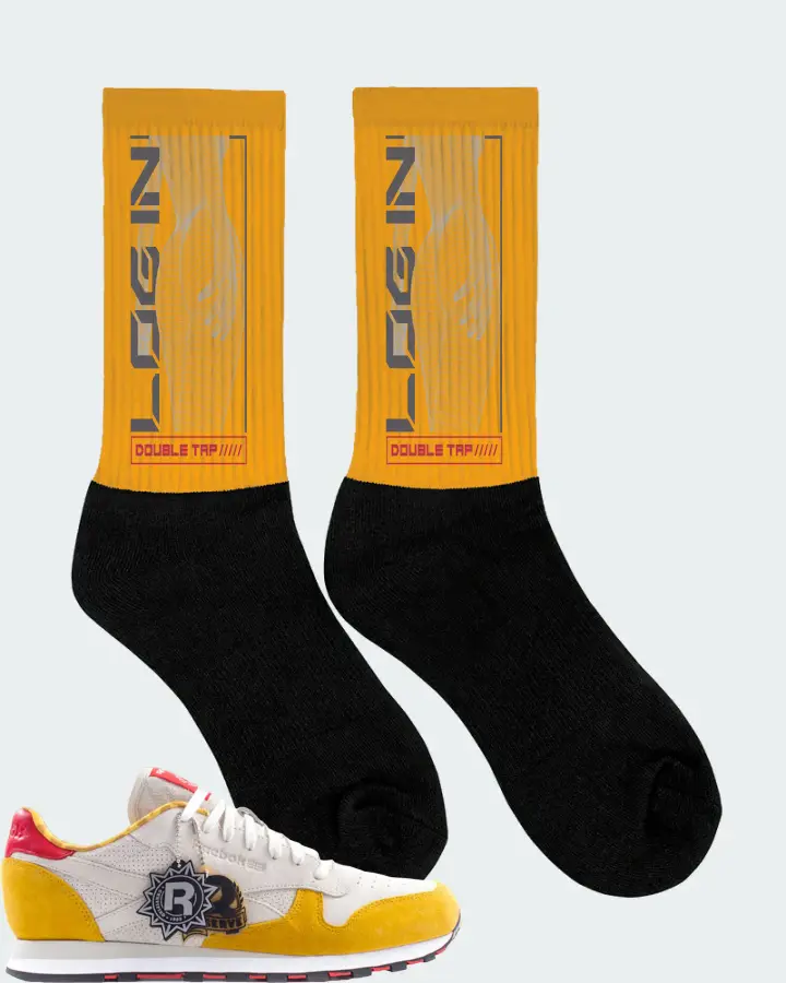 Reebok Classic Leather Sneaker Matching Gold Socks (LOGIN) - View 2