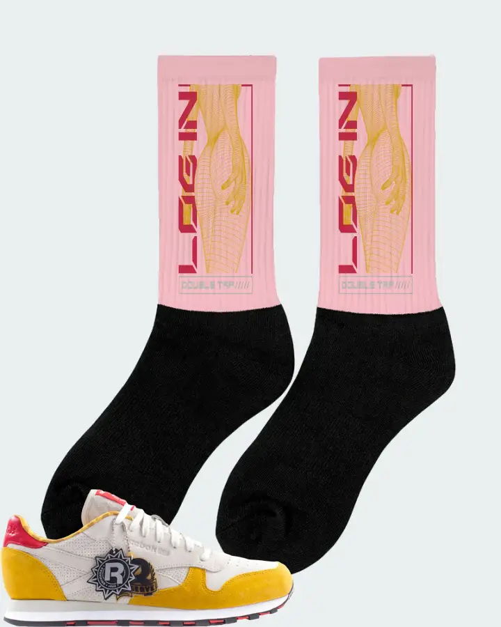 Reebok Classic Leather Sneaker Matching Pink Socks (LOGIN) - View 3