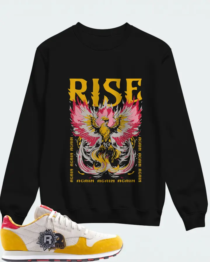 Reebok Classic Leather Sneaker Matching Black Sweatshirt - RISE