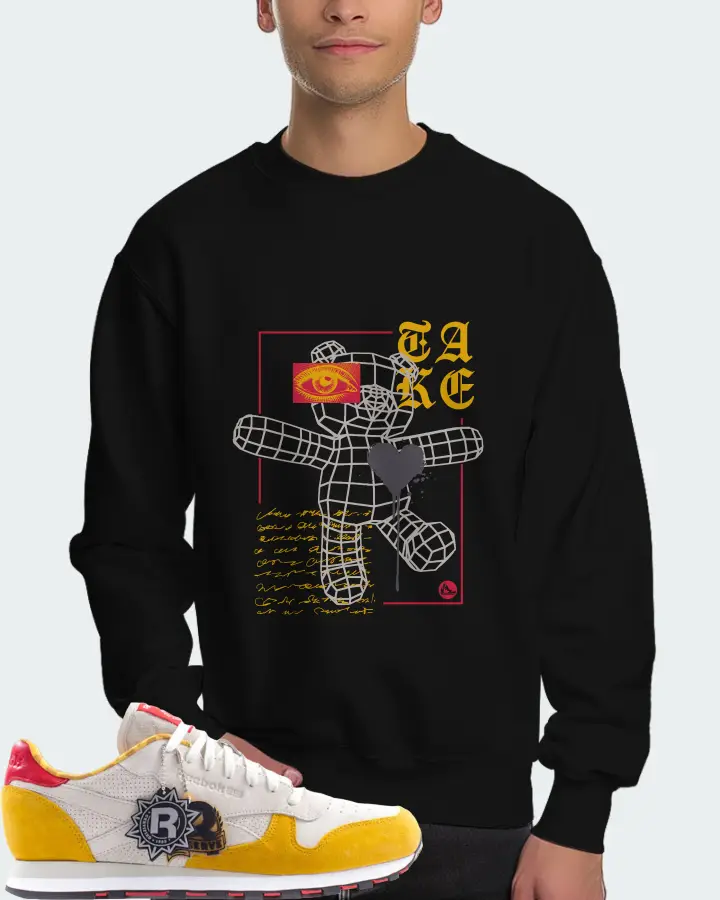 Reebok Classic Leather Sneaker Matching Black Sweatshirt (TAKE) - View 4
