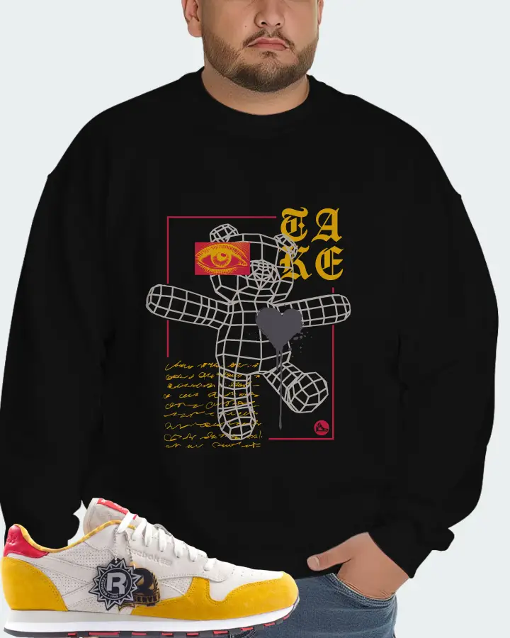 Reebok Classic Leather Sneaker Matching Black Sweatshirt (TAKE) - View 6