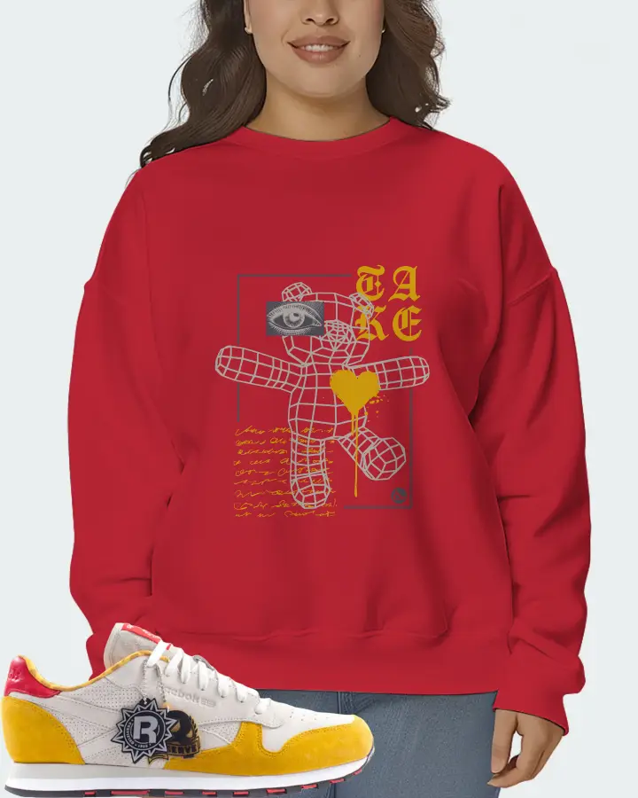 Reebok Classic Leather Sneaker Matching Red Sweatshirt (TAKE) - View 7