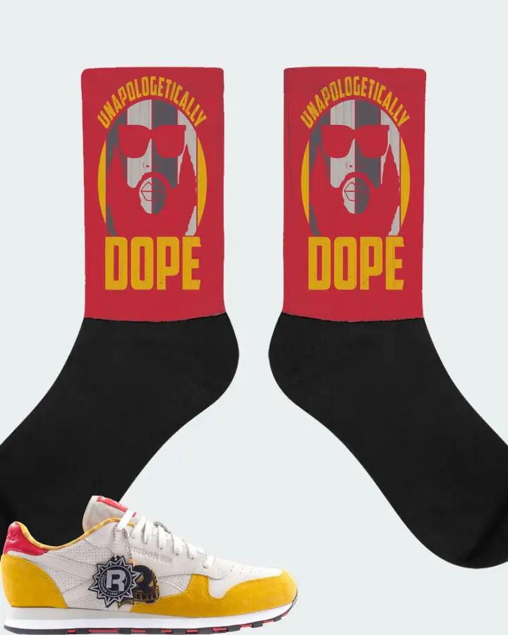 Reebok Classic Leather Sneaker Matching Red Socks - UNAPOLOGETICALLY DOPE Man