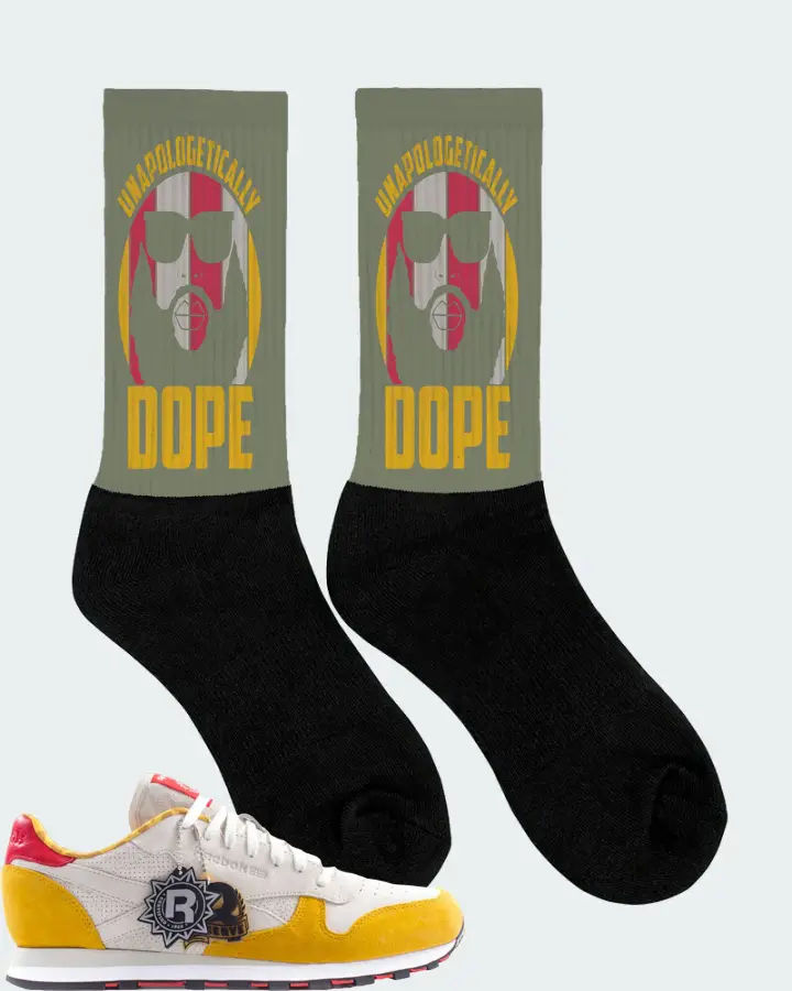 Reebok Classic Leather Sneaker Matching Olive Socks (UNAPOLOGETICALLY DOPE Man) - View 2