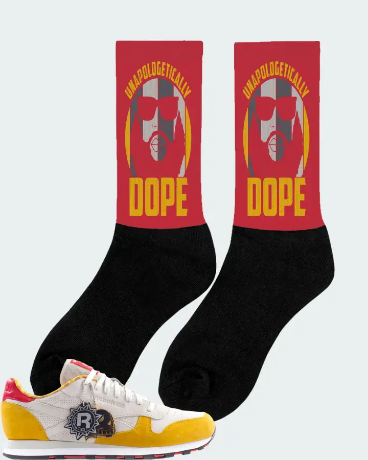 Reebok Classic Leather Sneaker Matching Red Socks (UNAPOLOGETICALLY DOPE Man) - View 3