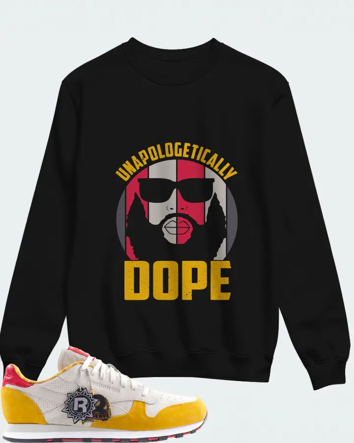 Reebok Classic Leather Sneaker Matching Black Sweatshirt - UNAPOLOGETICALLY DOPE Man