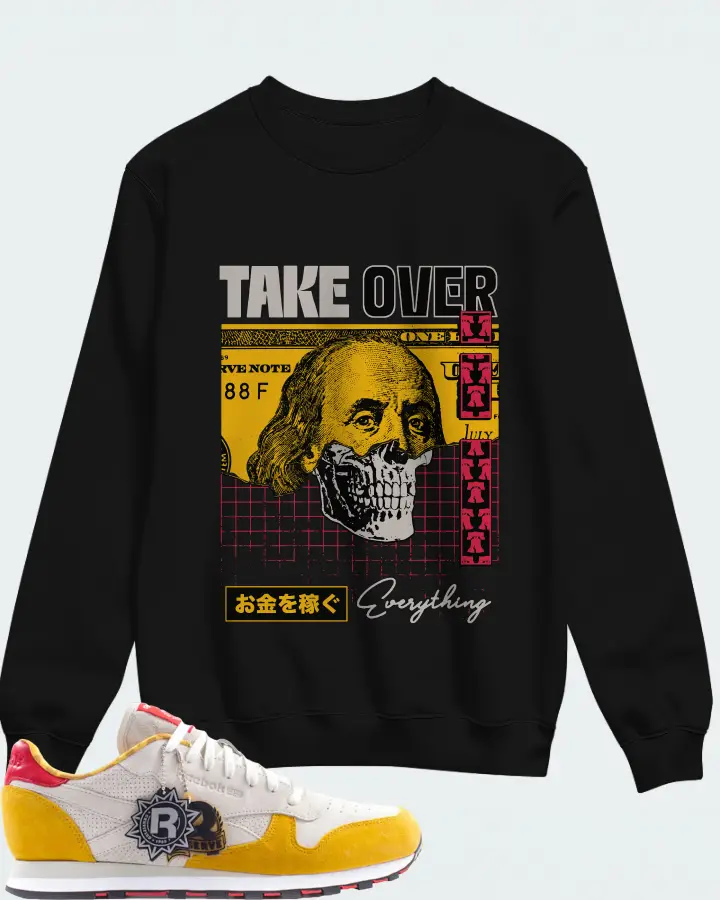 Reebok Classic Leather Sneaker Matching Black Sweatshirt - Take Over