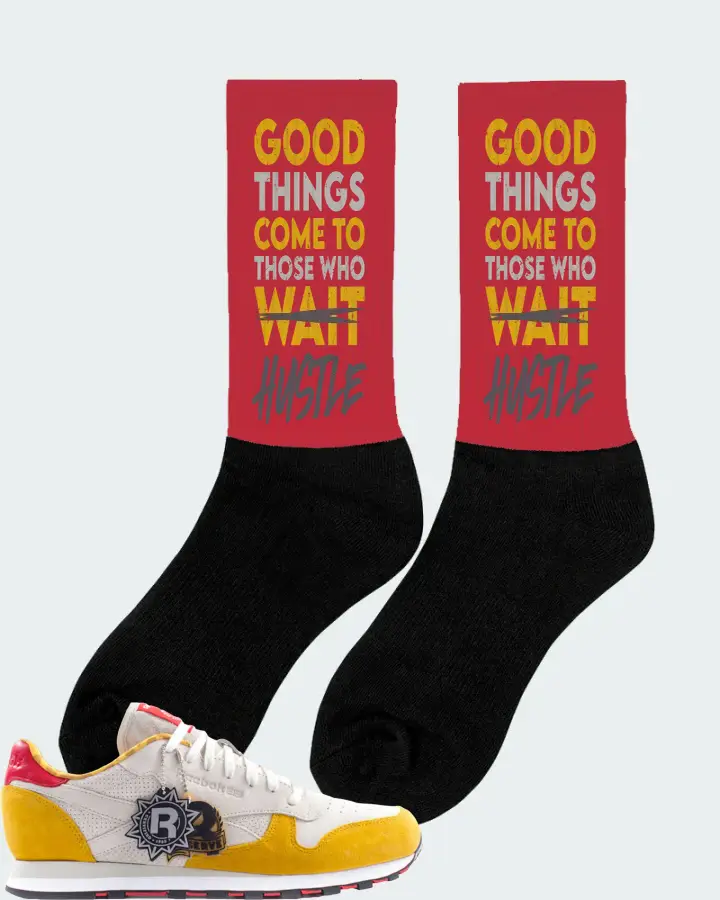 Reebok Classic Leather Sneaker Matching Red Socks (Good Things Come) - View 3