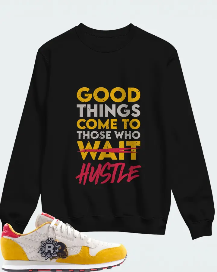Reebok Classic Leather Sneaker Matching Black Sweatshirt - Good Things Come