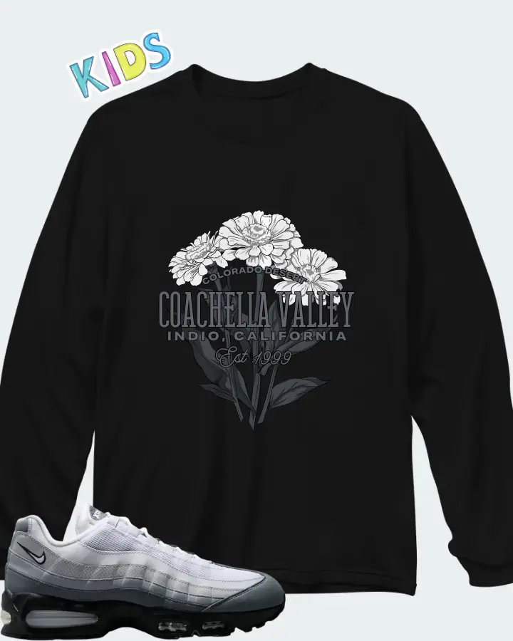 Nike Air Max 95 Big Bubble - Pure Platinum Wolf Grey Matching Kid's Long Sleeve T-Shirt