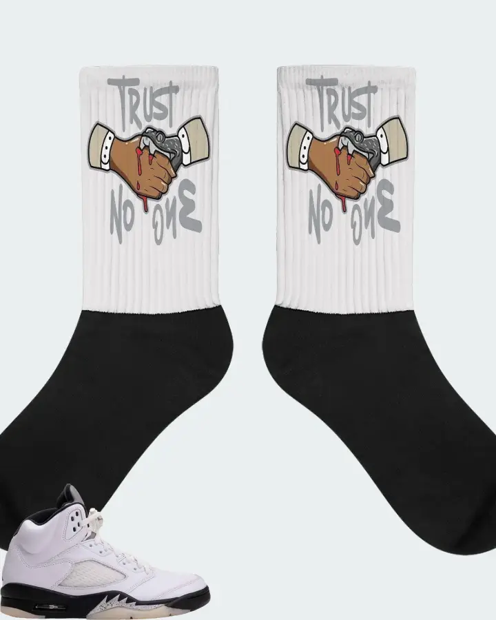 Air Jordan 5 Retro Reverse Metallic Sneaker Matching White Socks - Trust No One