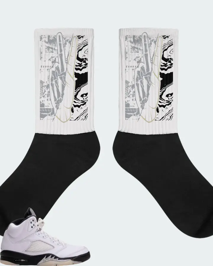 Air Jordan 5 Retro Reverse Metallic Sneaker Matching White Socks - Peace of mind
