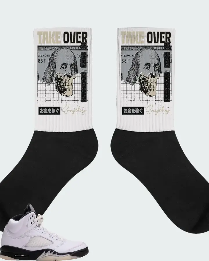 Air Jordan 5 Retro Reverse Metallic Sneaker Matching White Socks - Take Over