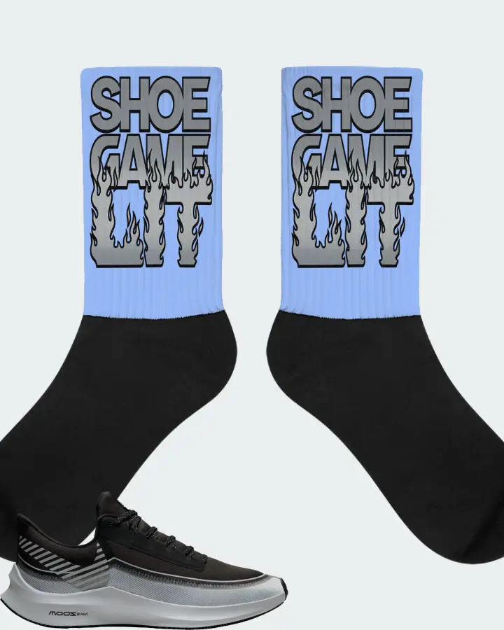 Nike Zoom Winflo 6 Shield Sneaker Matching Carolina Blue Socks - Shoe Game Lit Refreshed