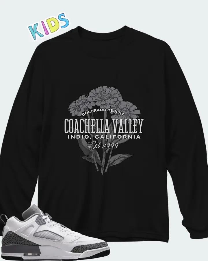Jordan Spizike Low Wolf Grey Matching Kid's Long Sleeve T-Shirt